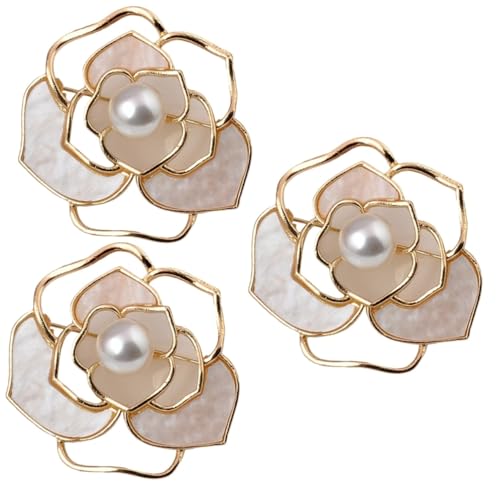 Healeved 3 Stück Blumenbrosche Legierung für Kleidung Jacken Schals Brosche für Besondere Anlässe Geschenkideen Goldfarbene Dekoration für Frauen Modisches Accessoire von Healeved