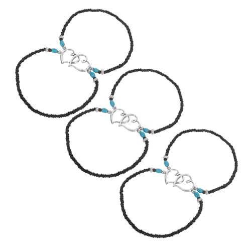 Healeved 3 Stück Boho Fußkettchen Damen Doppellagig mit Herz Perlen Leichtes Sommer Schmuck Strand Accessoire Vielseitig für Urlaub und Beach Outfits von Healeved