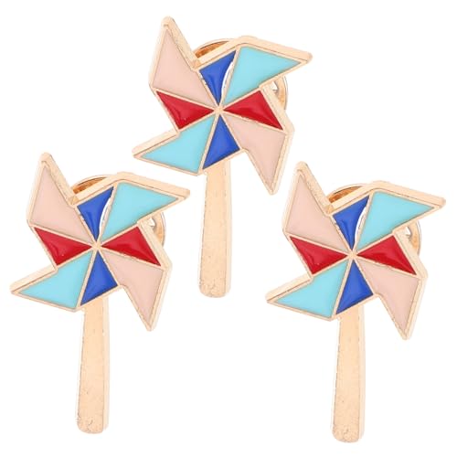 Healeved 3 Stück Bunte Windmühlen Broschen aus Langlebiger Zinklegierung mit Emaille Vielseitige Anstecknadeln für Rucksäcke Kleidung und Hüte Niedliche Modische Accessoires von Healeved