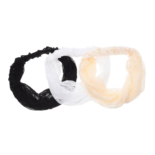 Healeved 3 Stück Damen Spitzen Mesh Haarbänder Elastisch Atmungsaktiv Dehnbar Vielseitig Headwraps Für Frühling Sommer Yoga Und Alltag In Klassischen Farben von Healeved