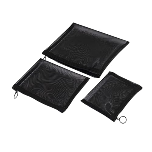 Healeved 3 Stück Dreiteiliges Make-up-Paket Kosmetiktasche Federmäppchen schwarzer Kosmetik-Organizer Aktentaschen für unterwegs Reise-Toilettenbeutel Black von Healeved