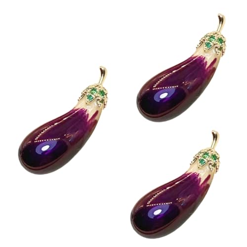 Healeved 3 Stück Eierpflanzen Brosche für Damen Trendiges Kostümzubehör für Jacken T Shirts Cheongsams Eleganter Anstecker für Kleidung Anlässe Wie Verlobung oder Valentinstag von Healeved