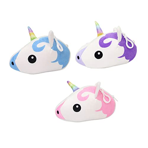 Healeved 3 Stück Einhorn Mini Geldbörse Trendige Plüsch Münzbeutel für Mädchen Tragbare Aufbewahrungstasche für Lippenstifte und Kleingeld Farben Zufällig Zufällige Farbe von Healeved