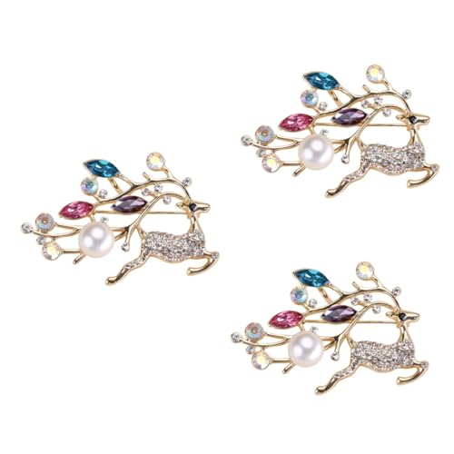 Healeved 3 Stück Feminine Brosche mit Reh Perlen für Festliche Anlässe Elegantes Accessoire für Damen für Hochzeit Weihnachten Partys Roségold von Healeved