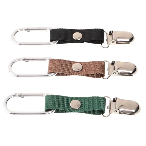 Healeved 3 Stück Hutclip Elastische Huthalterclips für Reisen Outdoor Aktivitäten und Gepäck Tragbarer Hutclip für Sonnenhüte Schals und Strohhüte Grün Braun und Schwarz von Healeved