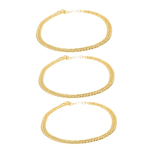 Healeved 3Stücke Simulierte Goldene Halskette für Männer Klassischer Hip Hop Halsschmuck Eisen Stilvolles Party Accessoire Langlebig und Hochglanzpoliert von Healeved