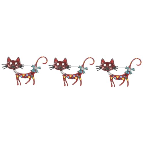 Healeved 3 Stück Katze Brosche für Kleidung Broschenstifte Schalnadeln Katzennadeln und Broschen Hose Brosche Katzenbrosche Schalstift Broschen für Frauen Zinklegierung von Healeved