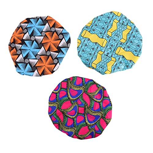 Healeved 3stücke Verstellbare Schlafmütze Für Junge Mädchen Satin Bademütze Mit Gummizug Elastische Haarschutzmütze Breiter Rand Für Zuhause Und Reisen von Healeved