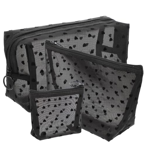 Healeved 3 Stück Kosmetiktasche Teiliges Transparente Make Up für Reisen und Leicht mit Reißverschluss für Kosmetik und Pflegeprodukte für Damen von Healeved