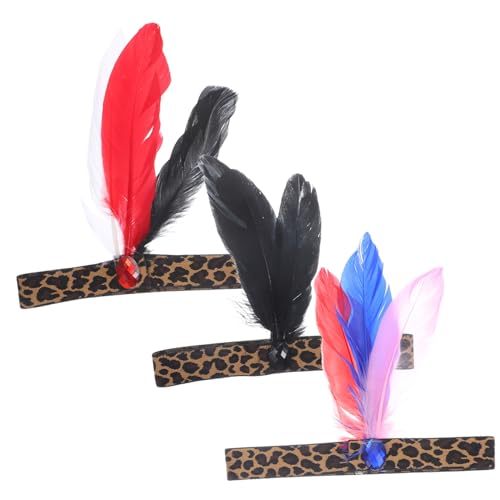 Healeved 3 Stück Leopard Print Stirnband Elastischer Indianischer Kopfschmuck für Frauen und Auffälliger Haarschmuck für Fasching Party Cosplay und Rollenspiel von Healeved