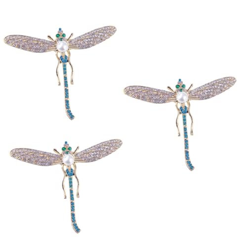 Healeved 3 Stück Libellen Brosche für Damen Funkelnde Perlen Elegantes Kleidungszubehör für Schal Hut Kleidung Design Accessoire von Healeved