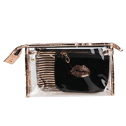 Healeved 3 Stück Lippenmuster -Make -up -Tasche durchscheinende Make -up -Tasche wasserdichtes Kosmetikbeutel Klare Make-up-Organizer-Tasche Kosmetiktasche klar PVC Black von Healeved