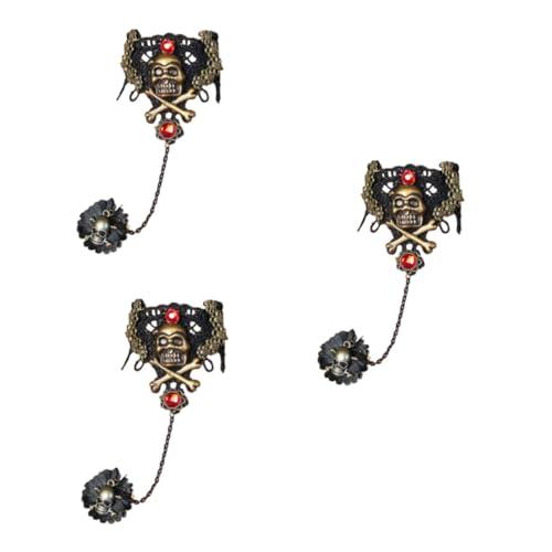 Healeved 3 Stück Piraten Armband Schwarzer Spitze Damen Halloween Schmuck Piratenschmuck Boho Accessoires für Party und Alltag von Healeved