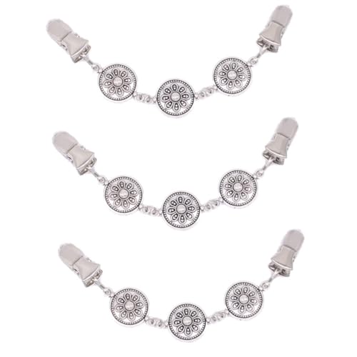 Healeved 3 Stück Runder Blüten Sweater Clip Metall Dekorative Kleiderbefestigung für Strickjacken Schals und Blusen Silber für von Healeved