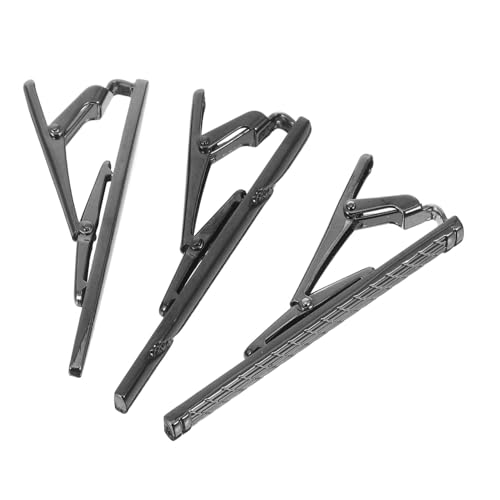 Healeved 3 Stück Schwarze Gravierte Kupfer Krawattenklammern für Herren Robuste Metall Tie Clips Business Krawattenhalter für Formelle Anlässe Hochzeiten und Büro-outfits von Healeved