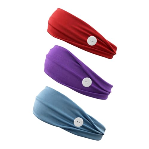 Healeved 3stücke Elastische Damen Sport-stirnbänder Mit Knopf Für Masken Schweißabsorbierend Und Dehnbar Für Fitness Und Freizeit von Healeved
