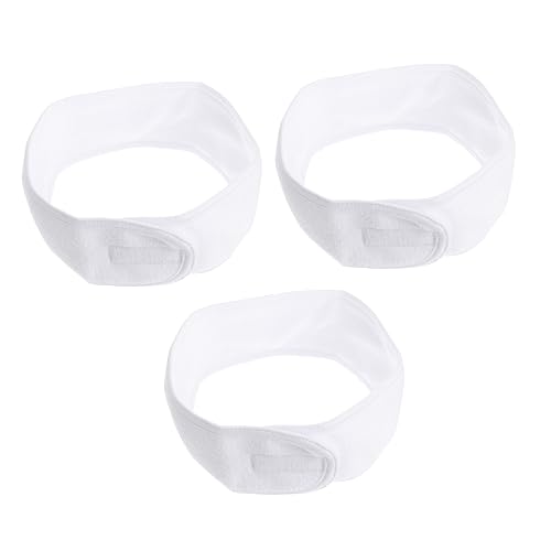Healeved 3 Stück Selbstklebende Spa Make Up Stirnbänder Weißes Yoga Haarband für Sport Gesichtspflege und Spa Anwendungen Einstellbare Leicht zu Reinigen von Healeved