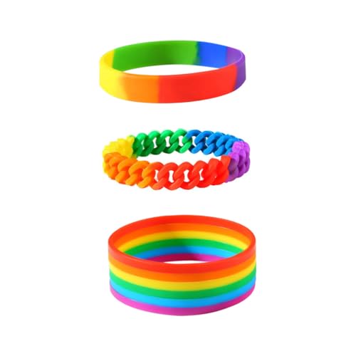 Healeved 3 Stück Silikonarmbänder Regenbogenfarben Armband für Männer Frauen Handgelenkschmuck für Souvenirs Langlebig Komfortabel für Täglichen Gebrauch von Healeved