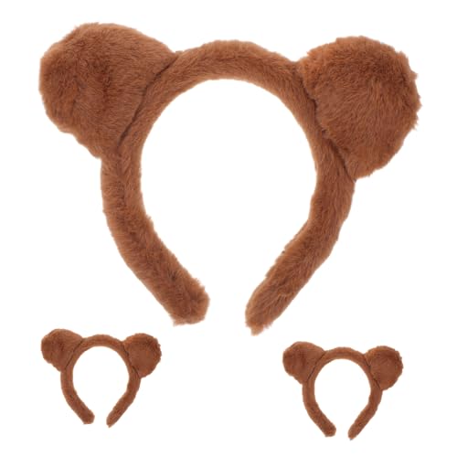 Healeved 3stücke Bärenohren Stirnband Für Mädchen Und Damen Flauschiger Plüsch Haarreifen Kostüm Accessoire Für Halloween Party Und Cosplay Feiern von Healeved