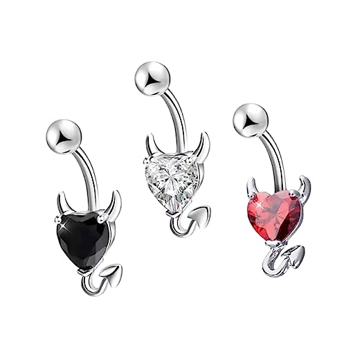 Healeved 3 Stück Teiliges Bauchnabelpiercing mit Herz Zirkonia Weißgold Langlebige Nabelringe für Frauen Hautfreundlich und Modisch für Alltag Party und Besondere Anlässe von Healeved