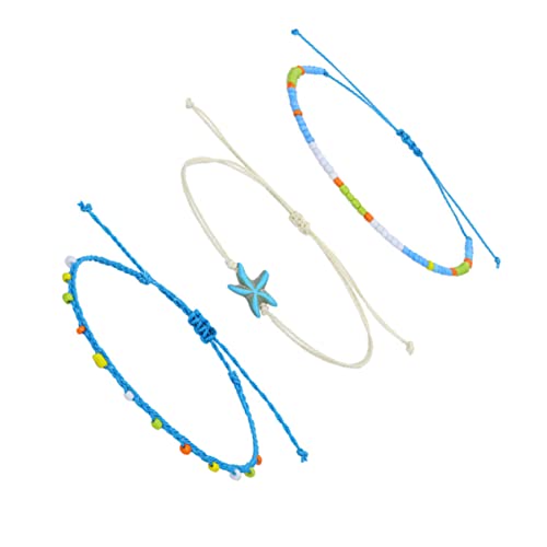 Healeved 3 Stück Teiliges Bohemian Fußkette Wasserdichte Handgewebte Fußkette mit Ankle Decoration für Strand Hochzeit Yoga von Healeved
