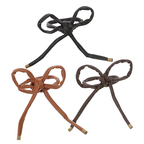 Healeved 3 Stück Teiliges Geflochtene Haarbänder aus Leder für Damen und Teenager Weiche Leichte Haarbänder Schwarz Hellbraun und Dunkelbraun Langes Haargummi zum Binden und Stylen von Healeved