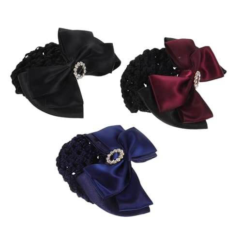 Healeved 3stücke Haarknotenabdeckungen Netz Haarnetz Haarspange Clip Elastischer Schmetterlingsknoten Schleife Kopfschmuck Für Mädchen Und Frauen Ballett Tanz Arbeiten von Healeved