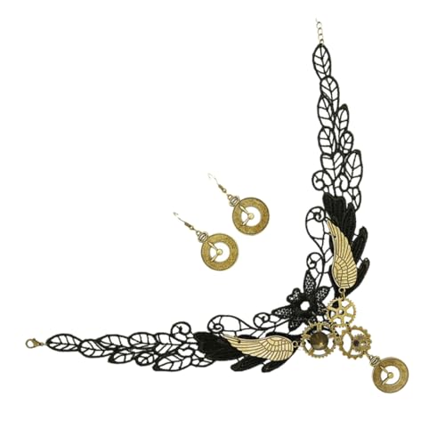 Healeved 3 Stück Teiliges Retro Spitzen Choker Schmuckset Damen Spitzenhalskette und Ohrringe Vintage Hochzeit Braut Accessoire für Frauen und Mädchen von Healeved