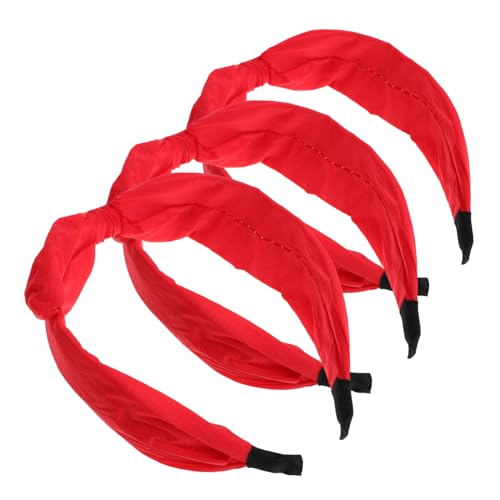 Healeved 3 Stück Teiliges Rotes Schleifen-stirnband aus Weichem Stoff mit Hasenohren Elastisch und Angenehm zu Tragen Modisches Haaraccessoire für Frauen und Mädchen zu Weihnachten und von Healeved
