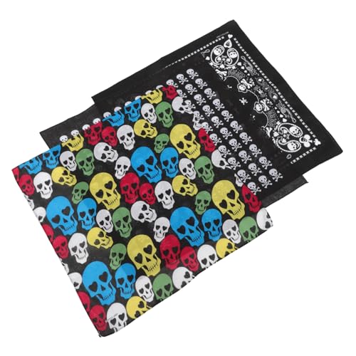 Healeved 3 Stück Teiliges Schwarzes Baumwoll Bandana mit Multifunktionales Stirnband und Halstuch für Damen und Herren Atmungsaktiv und Vielseitig für Halloween Outdoor Sport und Alltag von Healeved