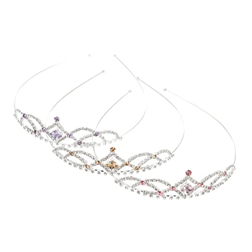 Healeved 3 Stück Teiliges Tiara Haarband mit Funkelnden Strasssteinen Glitzerndes Krone Stirnband für Mädchen Haarschmuck für Geburtstag Party Bühnenauftritte und Festliche Anlässe von Healeved