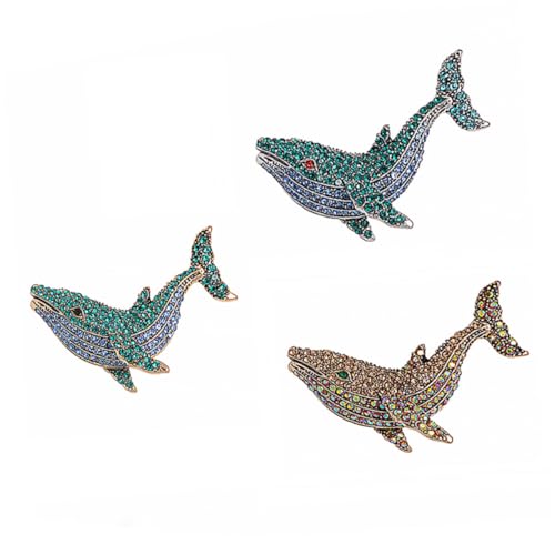 Healeved 3 Stück Teiliges Walbroschen mit Funkelnden Strasssteinen Niedliche Anstecknadeln aus Legierung Modische Broschen für Damen als für Familie und Freunde von Healeved