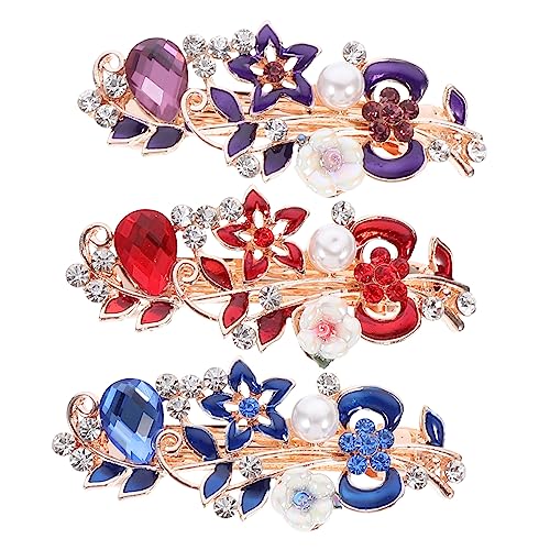 Healeved 3 Stück Teiliges Weihnachts Haaraccessoire mit Strass und Perlen Haarschmuck für Mädchen Haarklammern Rot Blau und für Festliche Anlässe von Healeved
