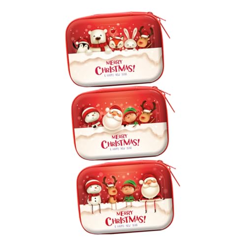 Healeved 3 Stück Teiliges Weihnachts Münzbeutel Weißblech Langlebig und Wiederverwendbar Handlich und Leicht Süßes Design mit Festlichen Xmas Elementen als oder Aufbewahrungstasche für von Healeved