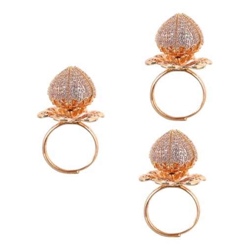 Healeved 3 Stück Verstellbarer Offener Ring mit Rosendesign für Damen Eleganter Modeschmuck für Besondere Anlässe Komfortabel Anpassbar Handwerkskunst Goldfarbe von Healeved