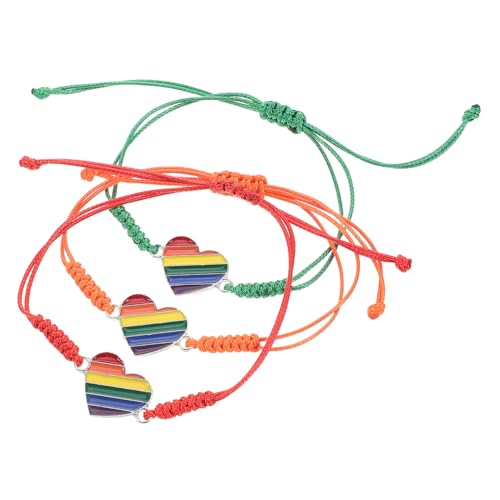 Healeved 3 Stück Verstellbares Regenbogen Herz Armband Unisex Freundschaftsband Geflochtene Seile Bunte Handgelenksschmuck Für Damen Herren Alltag und Party von Healeved