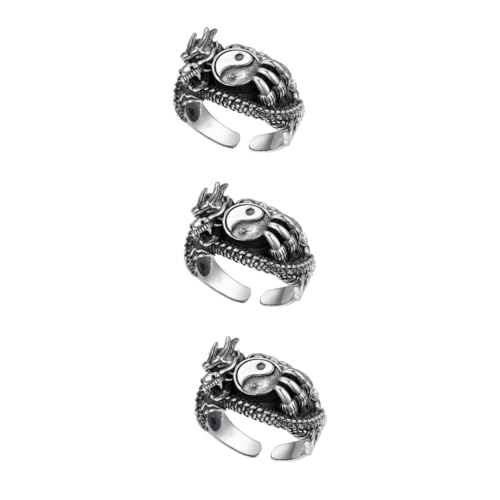 Healeved 3 Stück Vintage Drachenring für Verstellbarer Hochwertigem Metall für Besondere Anlässe Partys Hochzeiten Einzigartiges für Herren von Healeved
