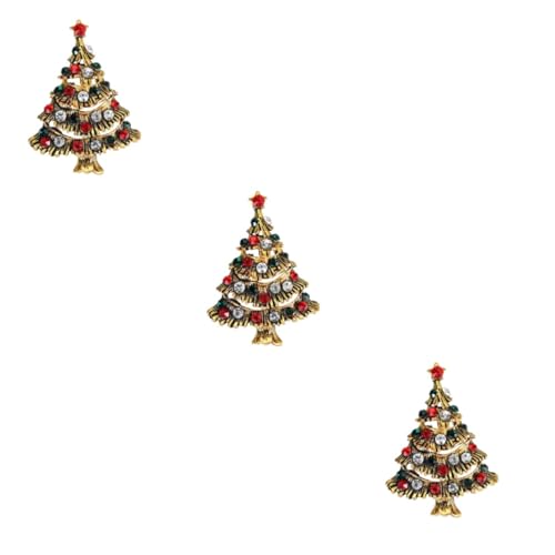 Healeved 3 Stück Weihnachtsbaum Brosche Anstecknadel Damen Weihnachtsdeko Leicht Tragbar Festlicher Schmuck Kreatives Design für Kleidung Taschen von Healeved