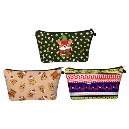Healeved 3 Stück Weihnachtskosmetiktasche Beutel Kosmetische Aufbewahrungstasche dartscheibe kiddibuzz weihachtsgeschenk Reise-Kosmetiktasche Kosmetische Organizer -Tasche Oxford von Healeved