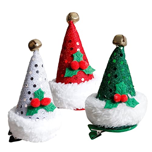 Healeved 3 Stück Weihnachtsmütze Haarschmuck Teiliges Haarspangen für Mädchen Leichte Langlebige und Stoffhaarklammern Festliche Weihnachts Haaraccessoires für Damen von Healeved