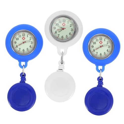 Healeved 3stücke Taschenuhr Für Krankenschwester Silikon-krankenschwesteruhr Dehnbare Runde Uhr Tragbare Uhr Für Ärzte in Schwarz Hellblau Und Weiß von Healeved