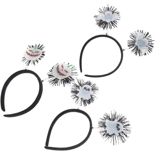 Healeved 3 Stück leuchtende Fledermaus- und Geister-Haarreifen für Halloween – ausgefallenes Partyzubehör – Cosplay-Kopfschmuck-Requisite für Themenveranstaltungen von Healeved