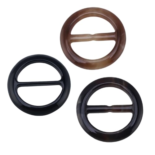 Healeved 3 Stücke Teiliges Schalring Langlebiger Polyesterfaser mit Handpoliertem Kratzfreiem Horn Clip Modischer Schalclip und Schwarz Vielseitig für Tücher und Schals Geeignet von Healeved