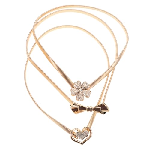 Healeved 3 Teilige Metall Hüftkette Modischer Elastischer Gürtel Für Damen – Eleganter Taillenschmuck Mit Strass – Stilvoller Metallbund Für Party Outfits von Healeved