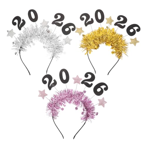 Healeved 3 Teiliges Neujahrs Stirnband Glitzernde Haarbänder – 2026 Frohes Neues Jahr Haar Accessoires Foto Requisiten Für Frauen Und Mädchen Weihnachtsfeiertags Party Dekoration Healeved 3 Teiliges Neujahrs Stirnband Glitzernde Haarbänder – 2026 Frohes Neues Jahr Haar Accessoires Foto Requisiten Für Frauen Und Mädchen Weihnachtsfeiertags Party Dekoration von Healeved