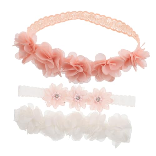 Healeved 3 Teiliges Stirnband Blumenhaarband Mit Weichen Blumen – Elegante Handgefertigte Kopfbedeckungen Für Neugeborene Und Kleine Mädchen von Healeved