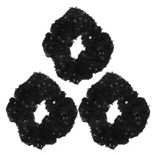 Healeved 3-teiliges Haargummi mit Pailletten: Glitzernde Haargummis mit Pailletten für Frauen und Mädchen – elastischer Pferdeschwanzhalter aus Samt, glitzernder Kopfschmuck für Partys, Feiertage von Healeved