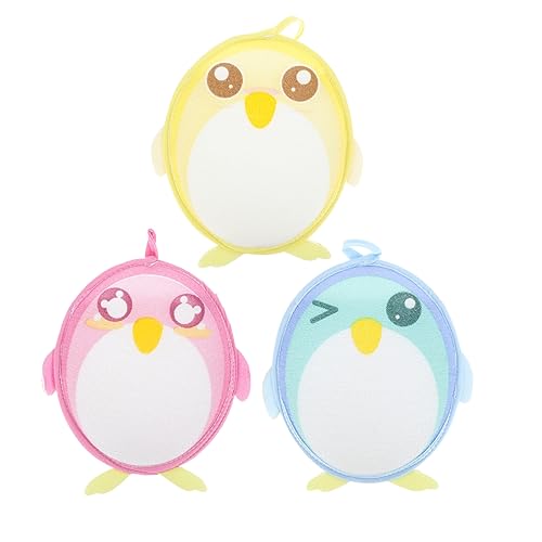 Healeved Badetücher mit Cartoon-pinguin- 3er-set Sanfte Massage Tiefenreinigende Badeprodukte für Jungen und Mädchen von Healeved