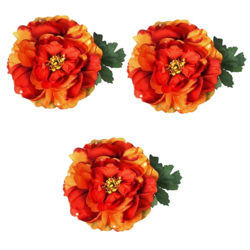 Healeved 3St Blütenkopf haarblume hochzeitshaar schmuck wedding hair accessories blumenhaarspange Haarspangen für Mädchen Hochzeit Haarspange Haarschmuck für Damen Blumenclip Stoff von Healeved