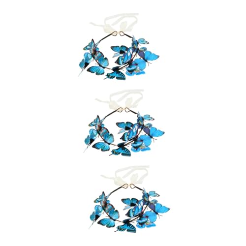 Healeved Braut Haarspange 3St Schmetterlings-Stirnband schmetterling accessories kopfschmuck mädchen haarbänder haarschmuck die Blumen Kopfbedeckung Kranz Haarnadel Strand Plastik von Healeved